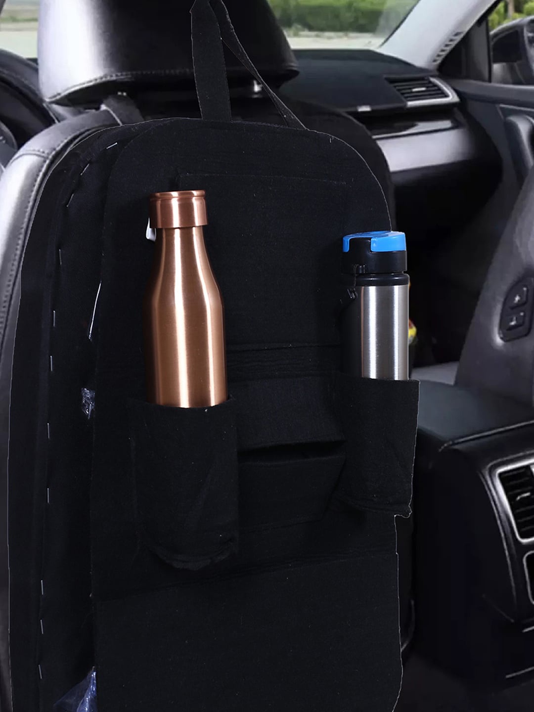 

Kuber Industries Black Microfiber Foldable & Lightweight Car Organizer