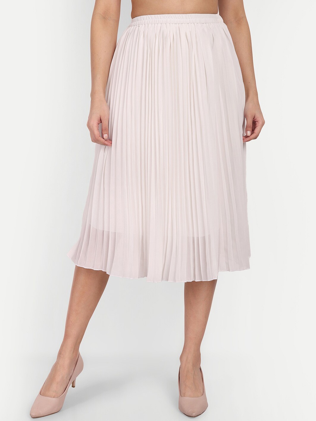 

Aaruvi Ruchi Verma A Line Pleated Midi Skirt, White