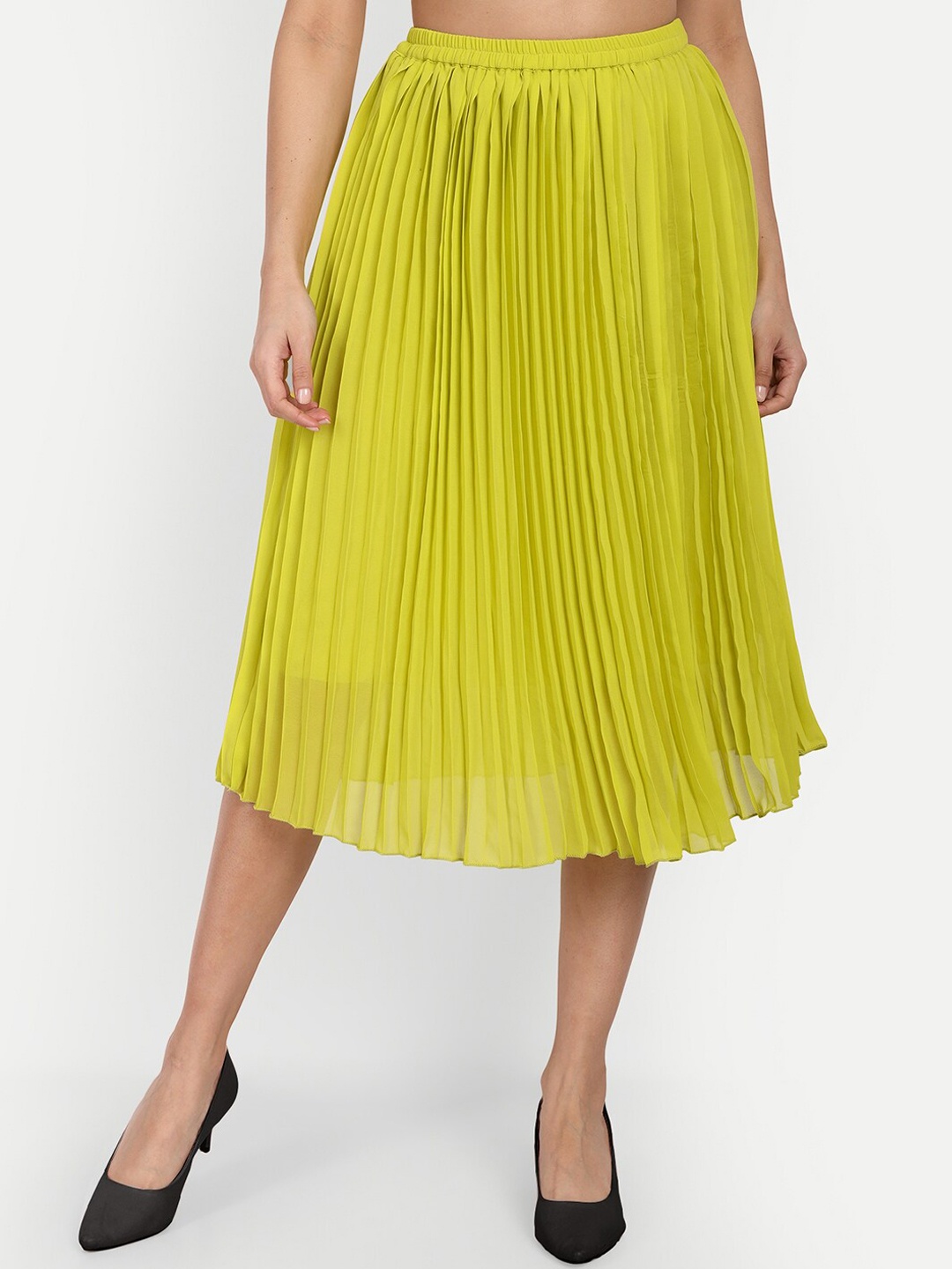 

Aaruvi Ruchi Verma Accordion Pleated Midi Skirt, Green