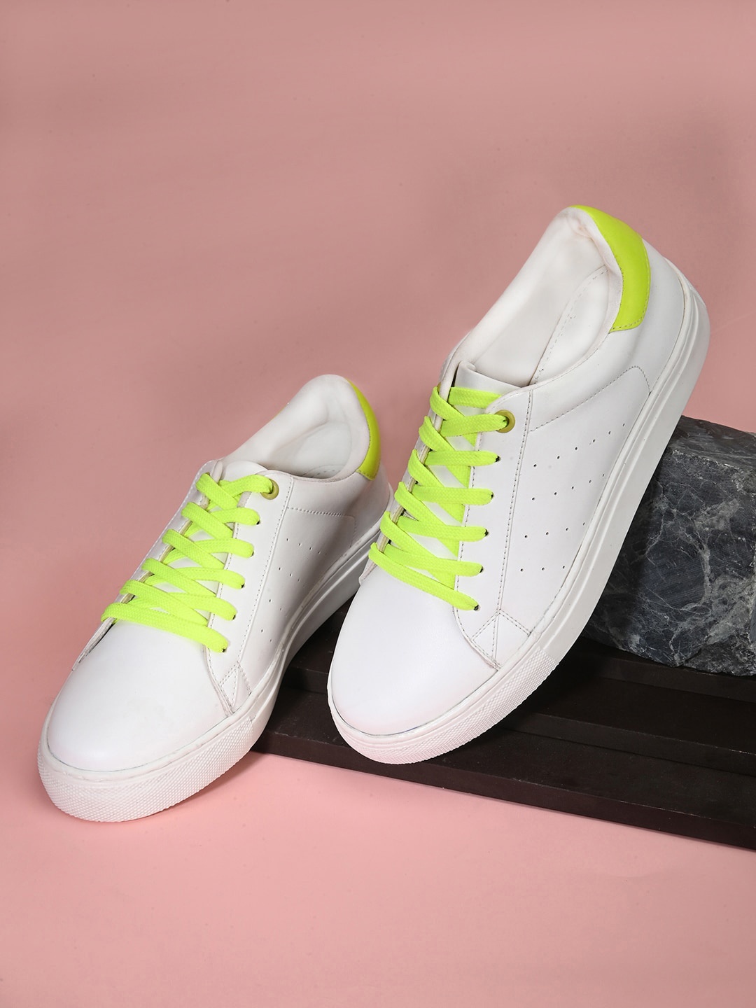 

Mast & Harbour Women Perforations Comfort Insole Basics Sneakers, Fluorescent green