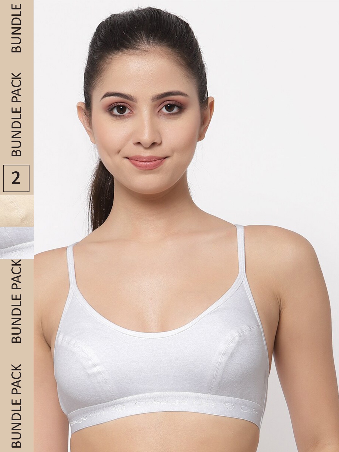 

College Girl Pack Of 2 Cotton Non Padded Bra, White