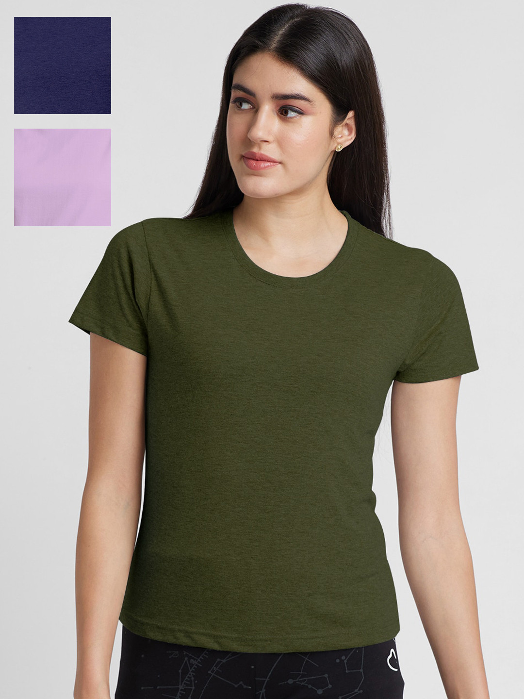 

NOIRA Pack Of 3 Cotton T-shirt, Olive