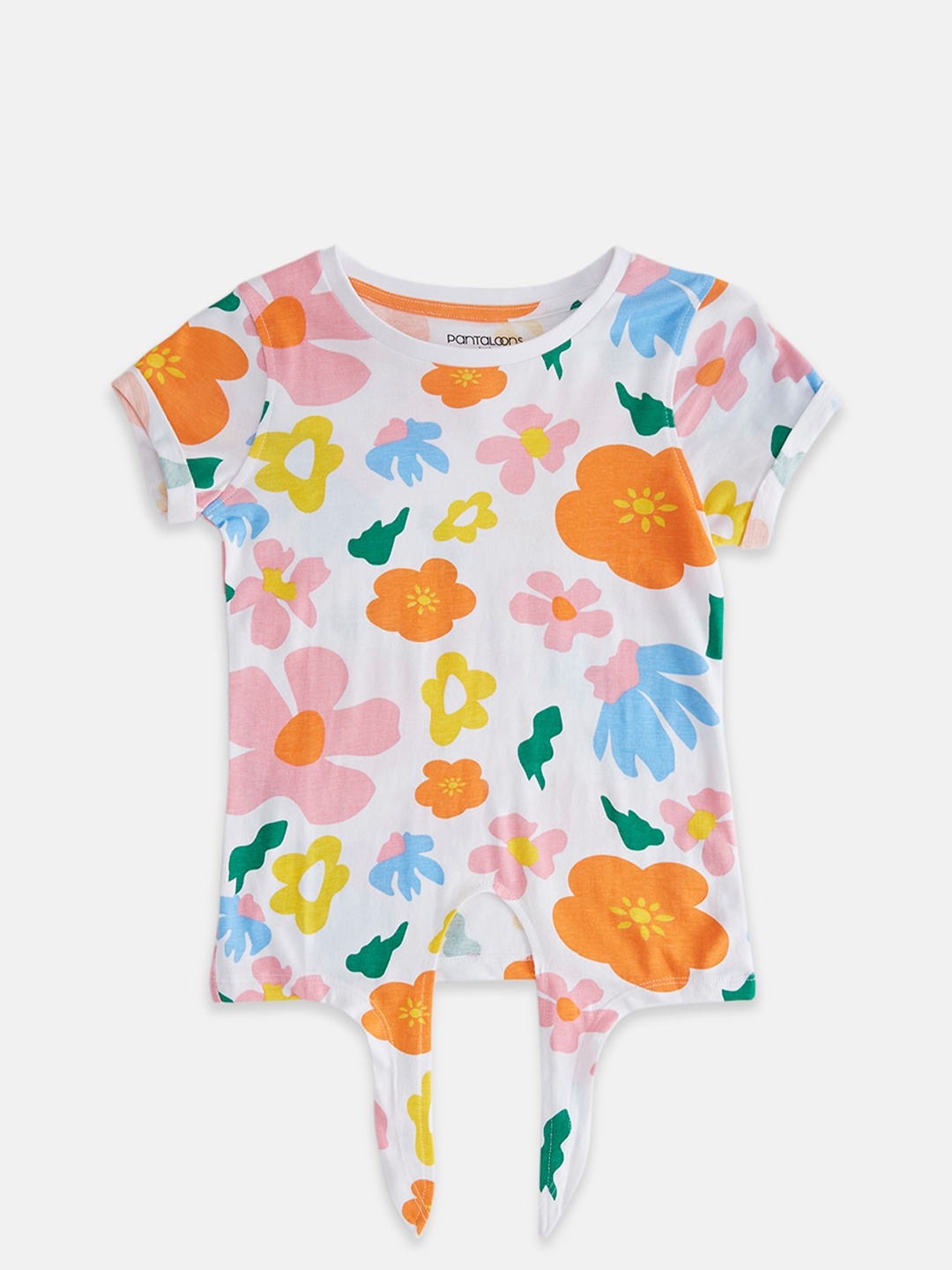 

Pantaloons Junior Girls Floral Printed Cotton T-shirt, White