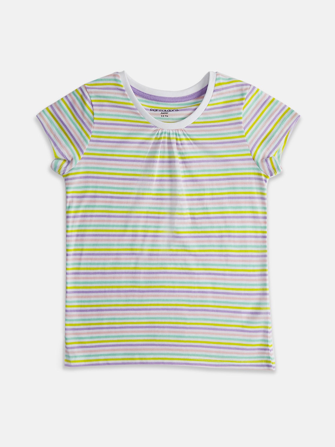 

Pantaloons Junior Girls Striped Round Neck Cotton T-shirt, Yellow