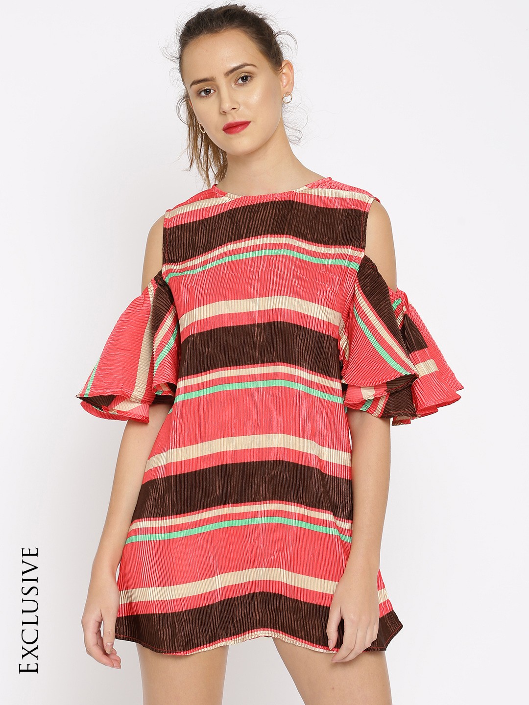 

SASSAFRAS Women Pink Striped A-Line Dress