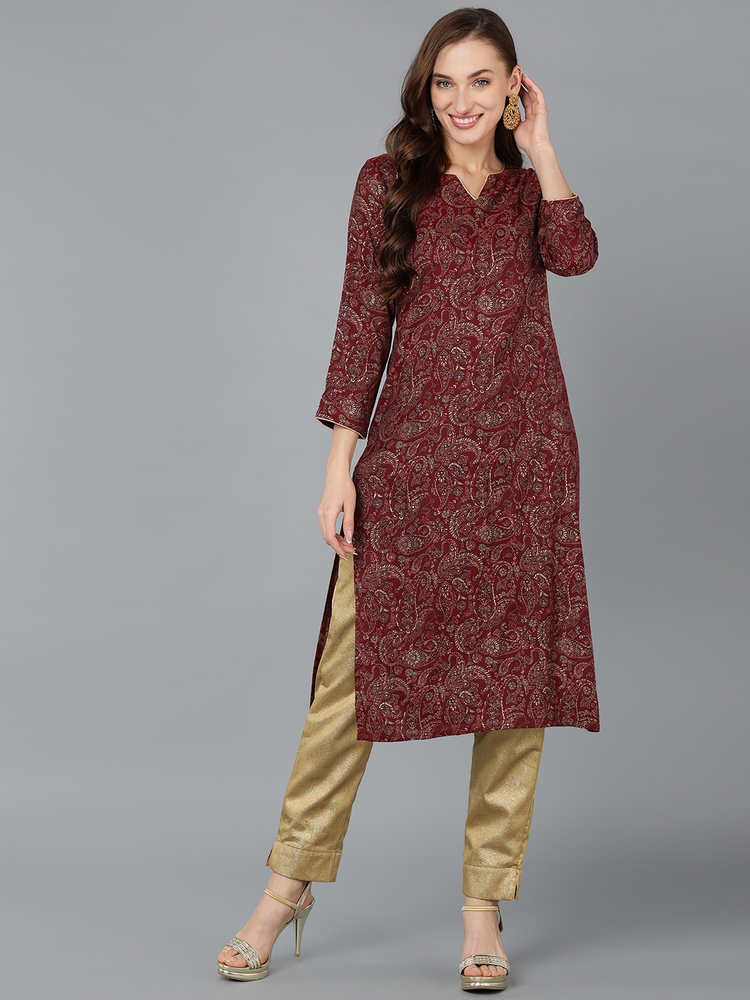 

AHIKA Paisley Printed Kurta, Maroon