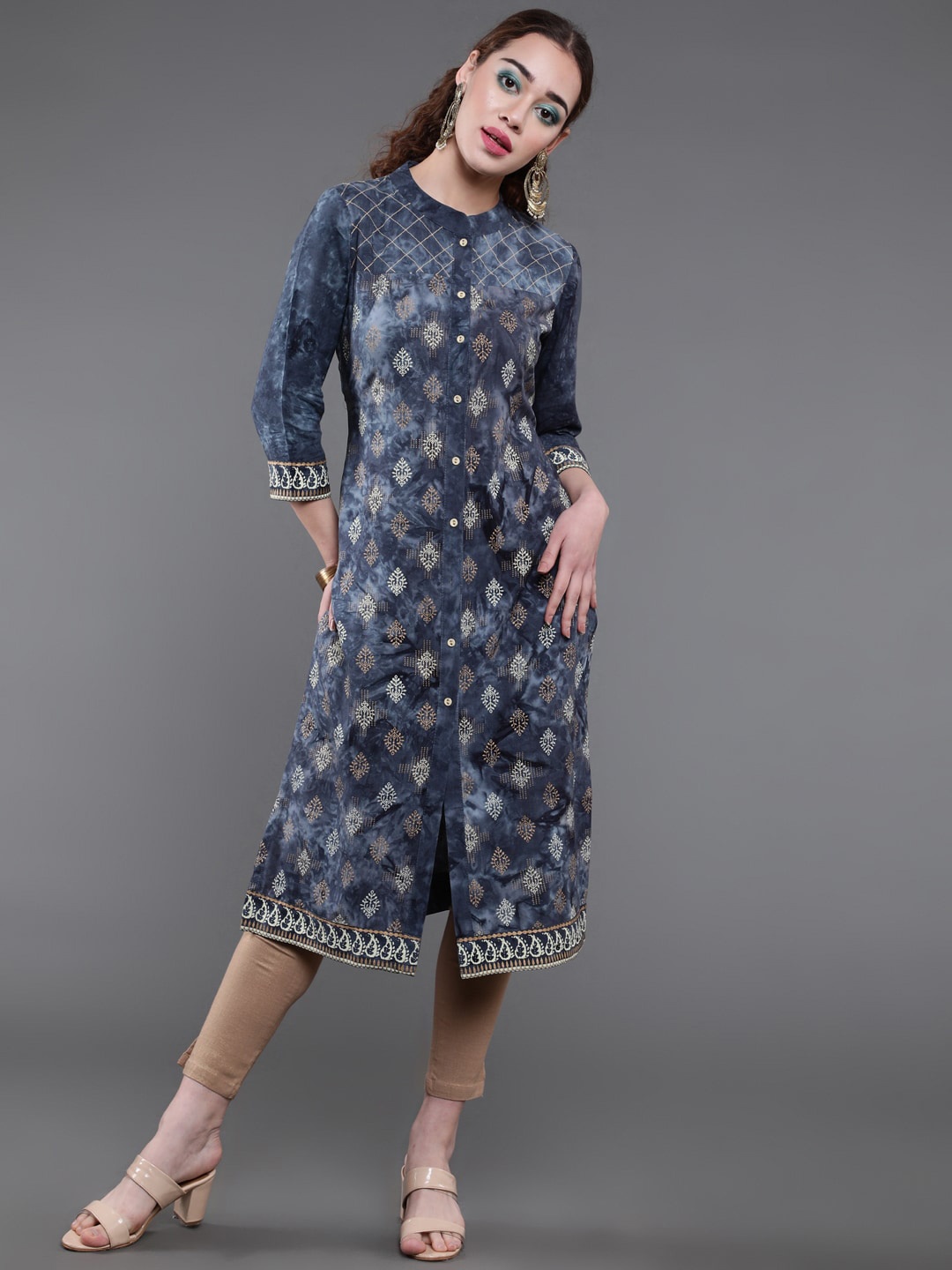 

saubhagya Ethnic Motifs Printed Kurta, Grey