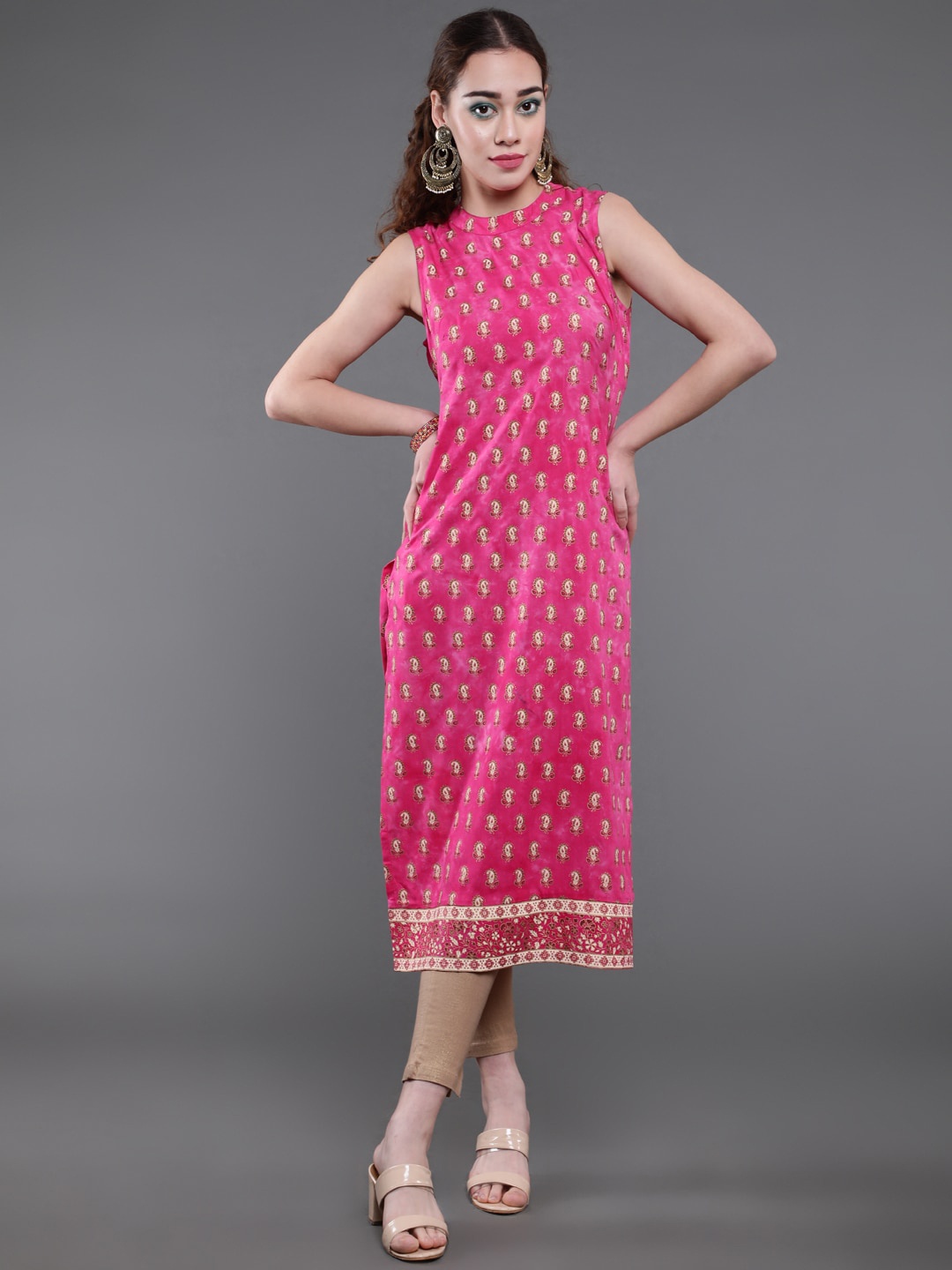 

saubhagya Women Pink Ethnic Motifs Printed Kurta
