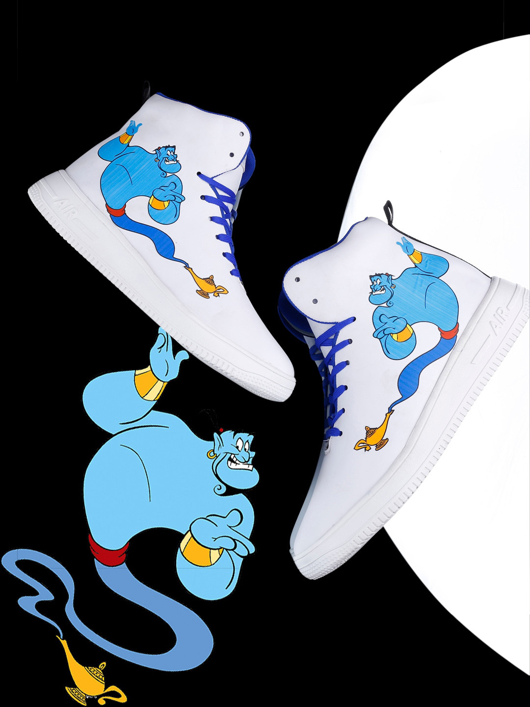 

Woakers Men Genie Printed Mid-Top Comfort Insole Waterproof Lining Basics Sneakers, White