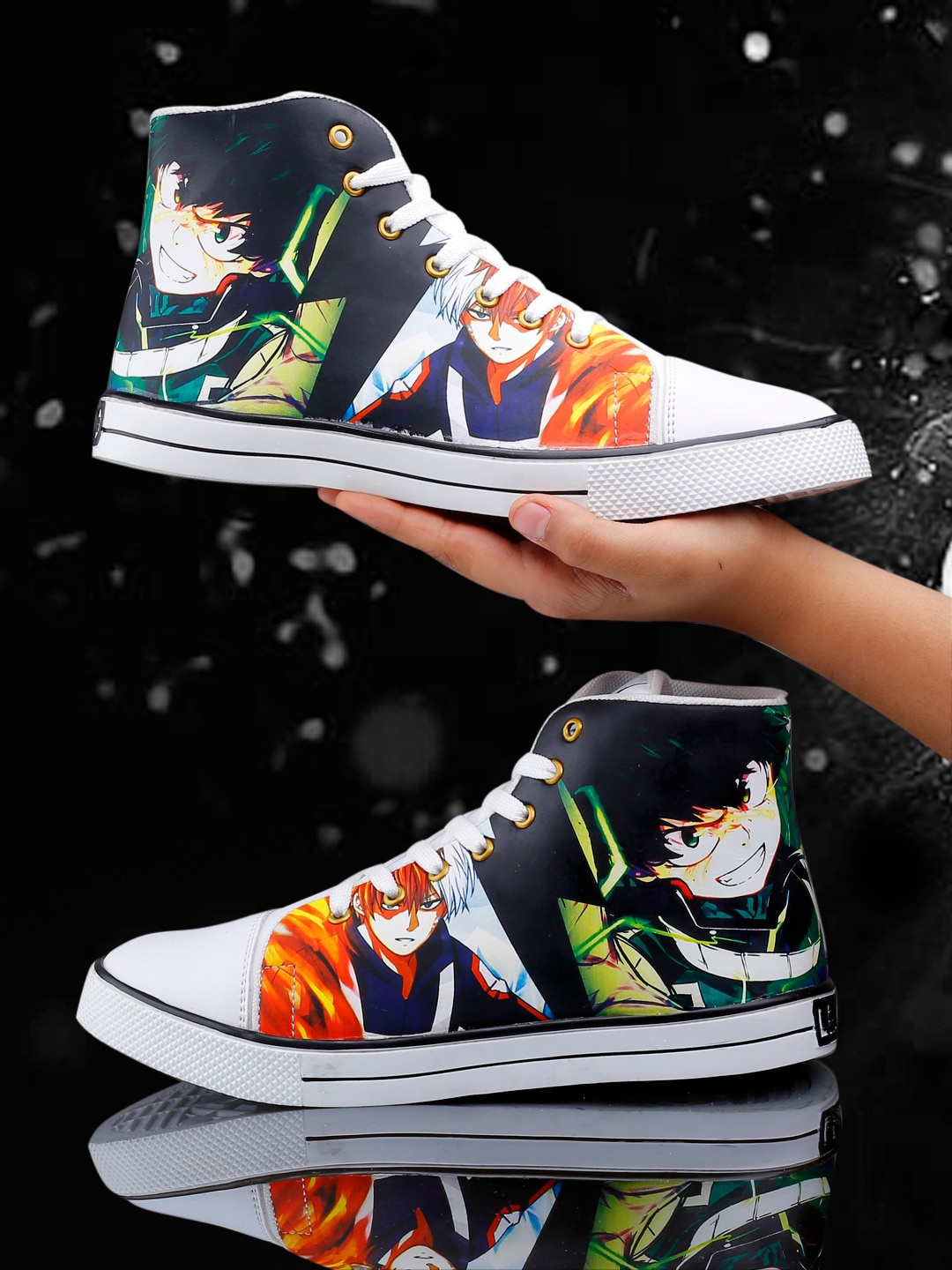

Woakers Men Dragon Ball Z Printed Mid-Top Comfort Insole Waterproof Lining Basics Sneakers, White
