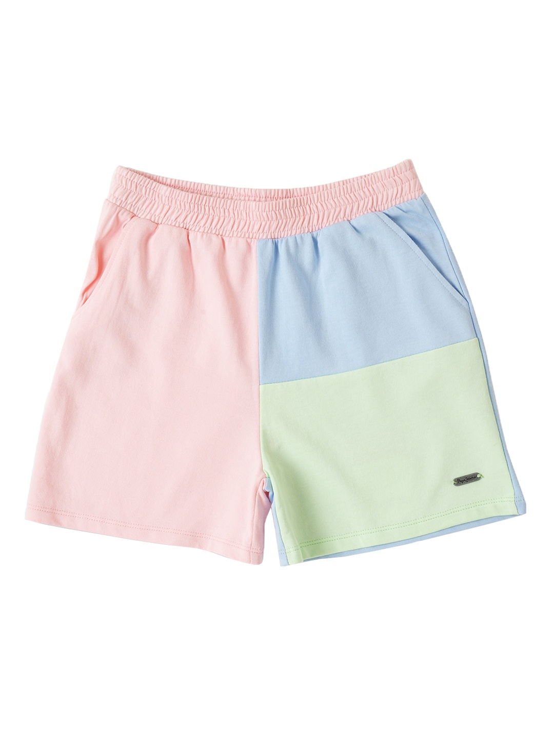 

Pepe Jeans Girls Mid-Rise Colourblocked Cotton Shorts, Pink
