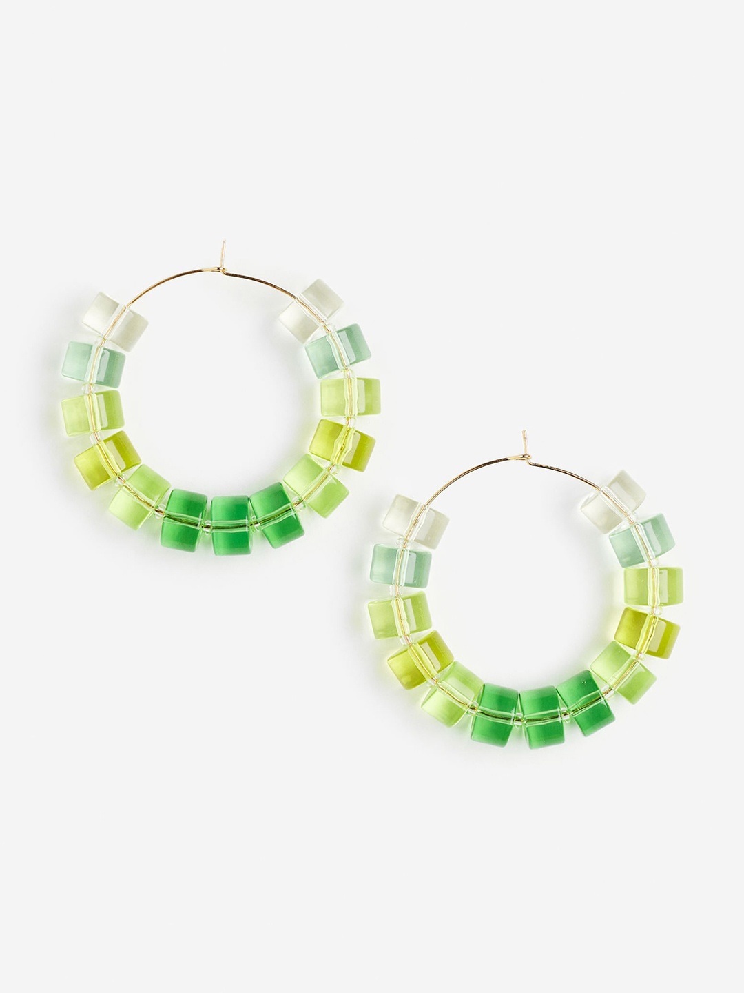 

H&M Woman Beaded hoop earrings, Green