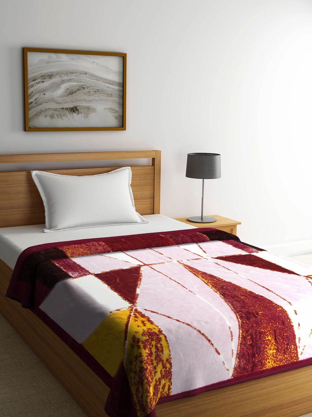 

KLOTTHE Maroon & Pink Printed Heavy Winter 1000 GSM Single Bed Blanket