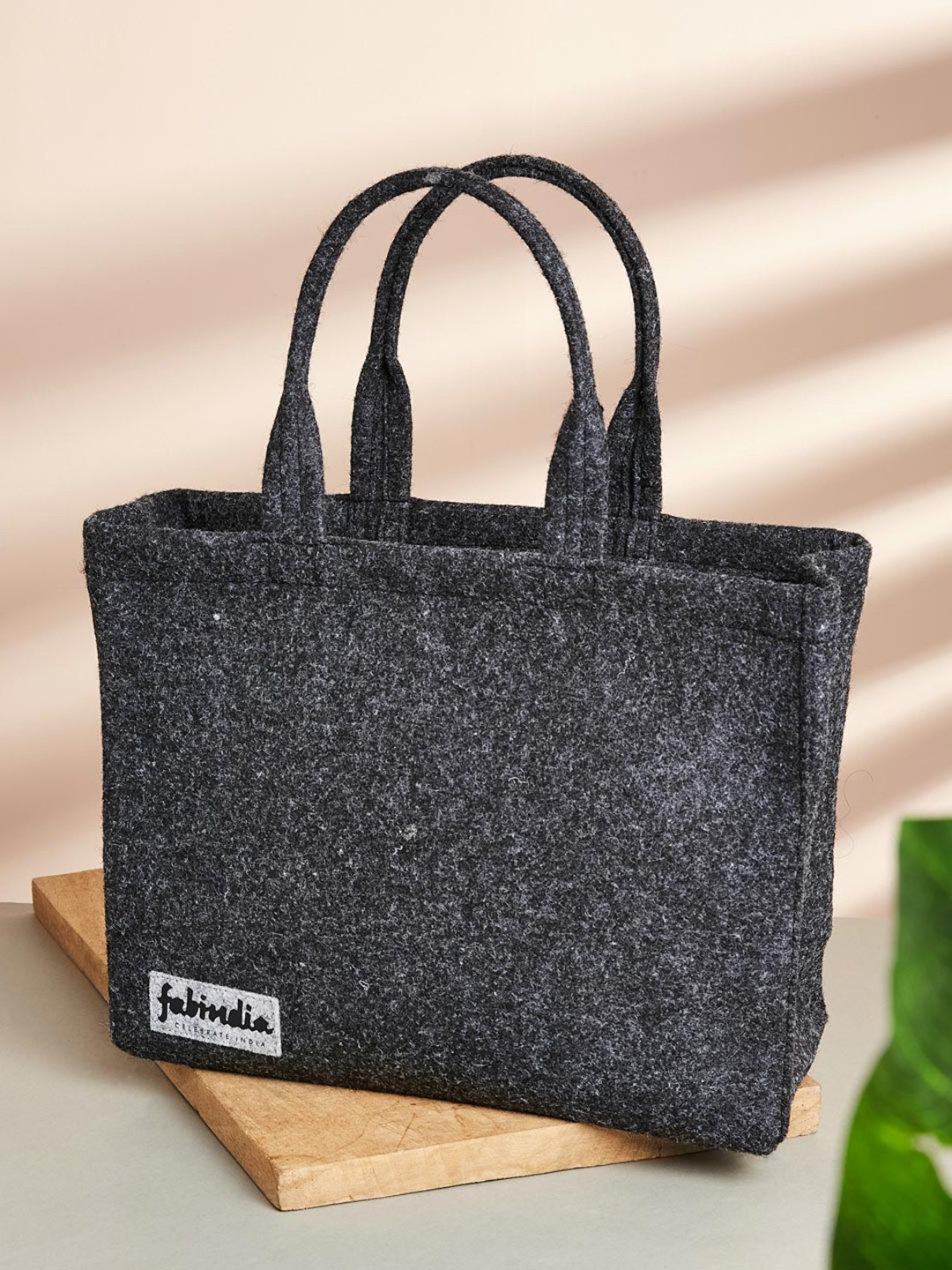 

Fabindia Self Design Lunch Bag, Black