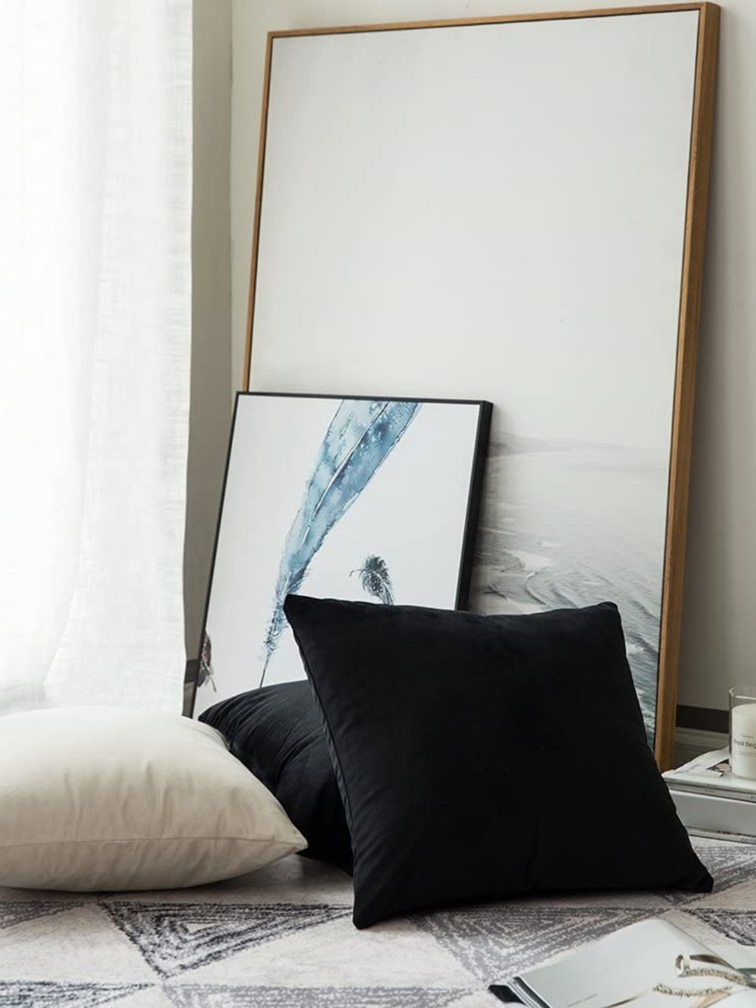 

CHANDERKASH Black 2 Pieces Velvet Square Cushion Covers