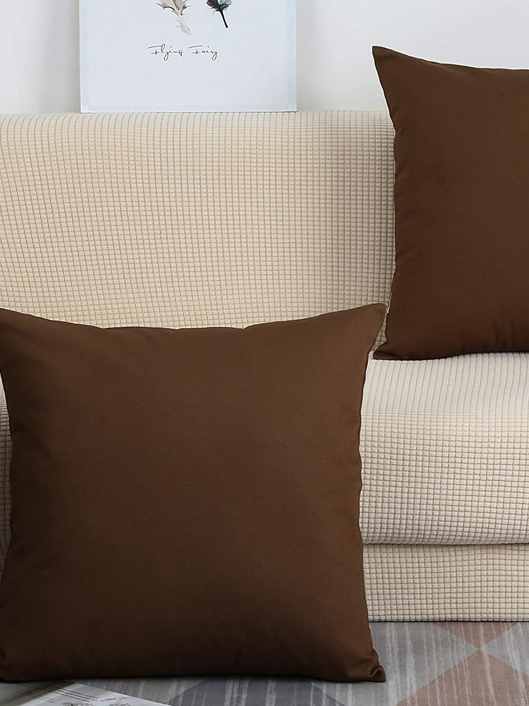 

CHANDERKASH Brown 2 Pieces Pure Cotton Square Cushion Covers