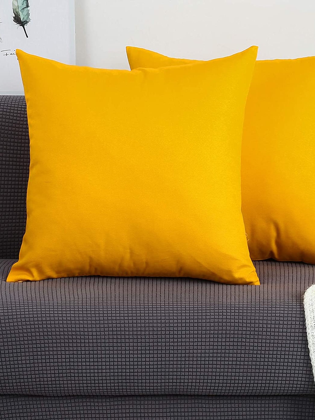 

CHANDERKASH Yellow 2 Pieces Pure Cotton Square Cushion Covers