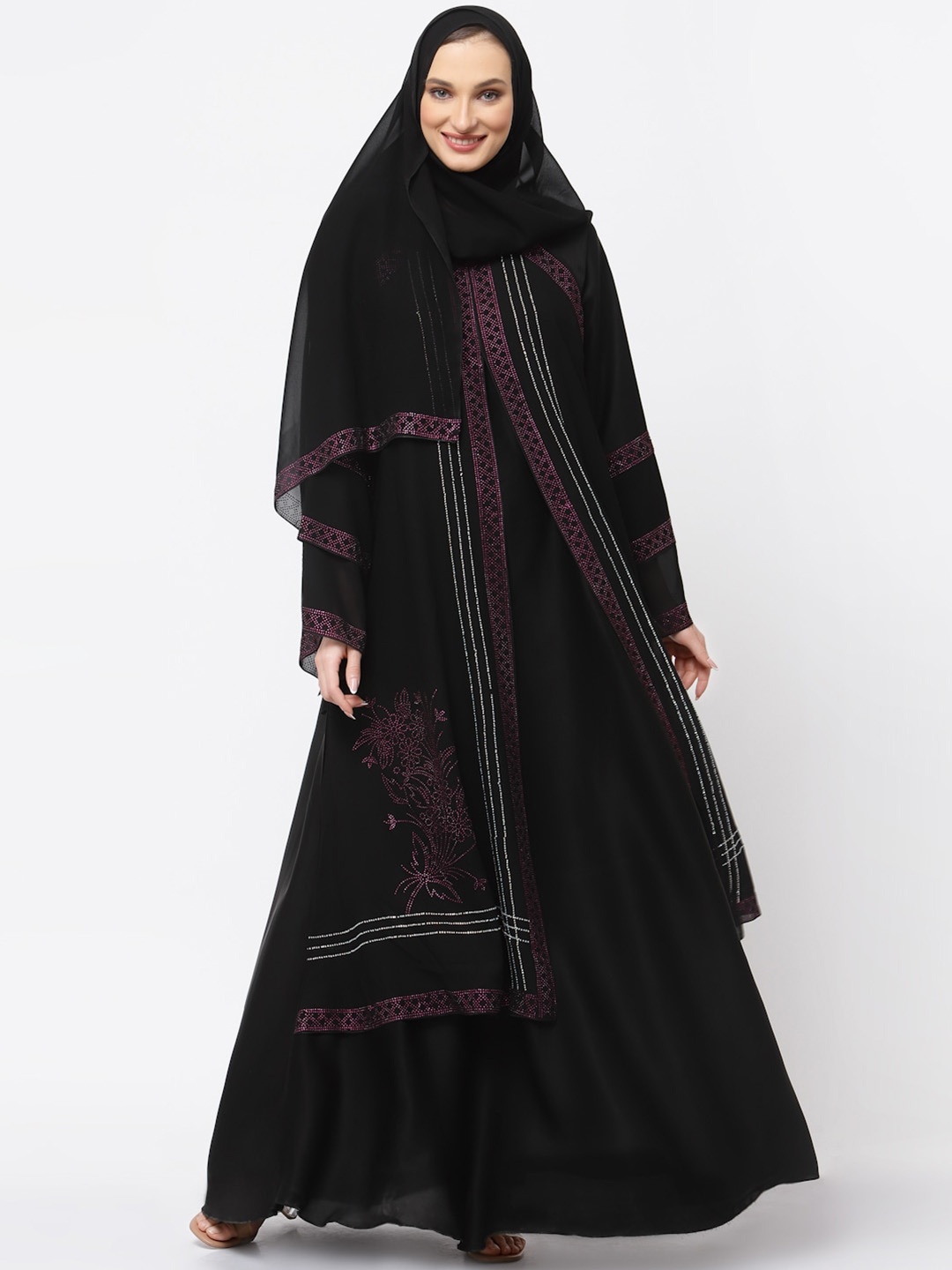 

KLOTTHE Embellished KLOTTHE Burqa With Scarf, Black