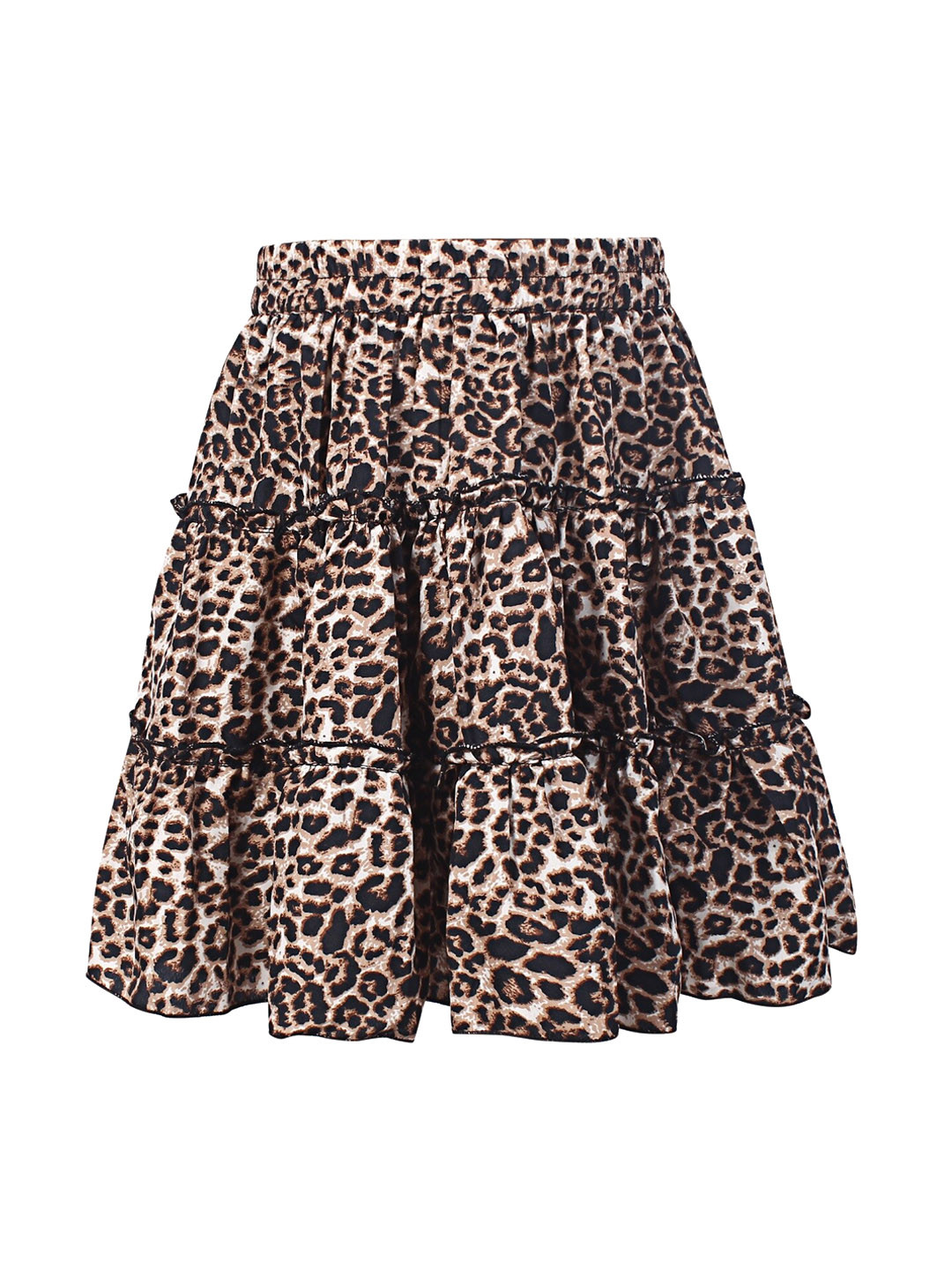 

R Cube Girls Printed Layered Flared Knee Length Skirt, Brown