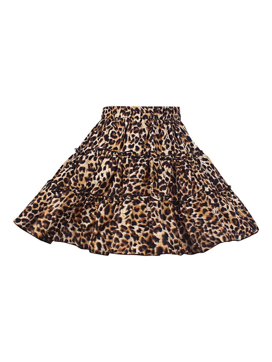 

R Cube Girls Animal Printed Tiered A-Line Skirt, Brown