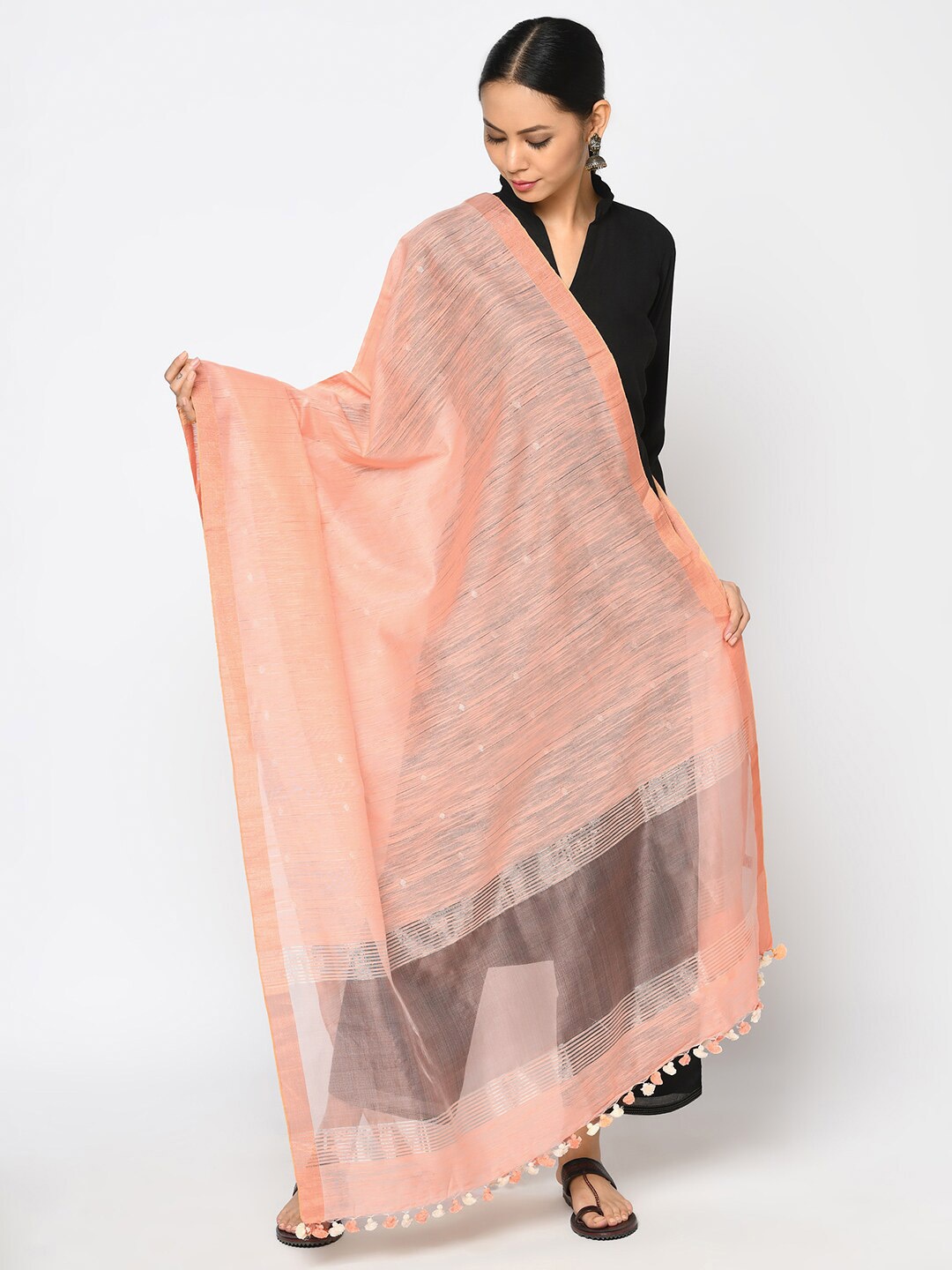 

Fabindia Woven Design Cotton Silk Dupatta, Peach