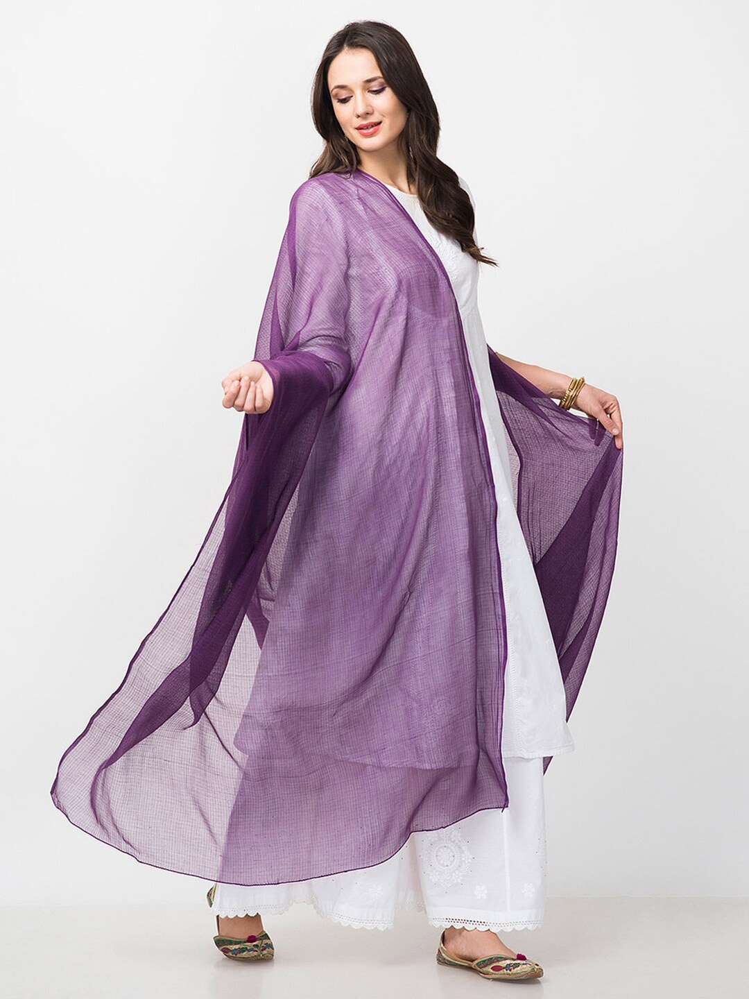 

Fabindia Woven Design Cotton Silk Dupatta, Purple