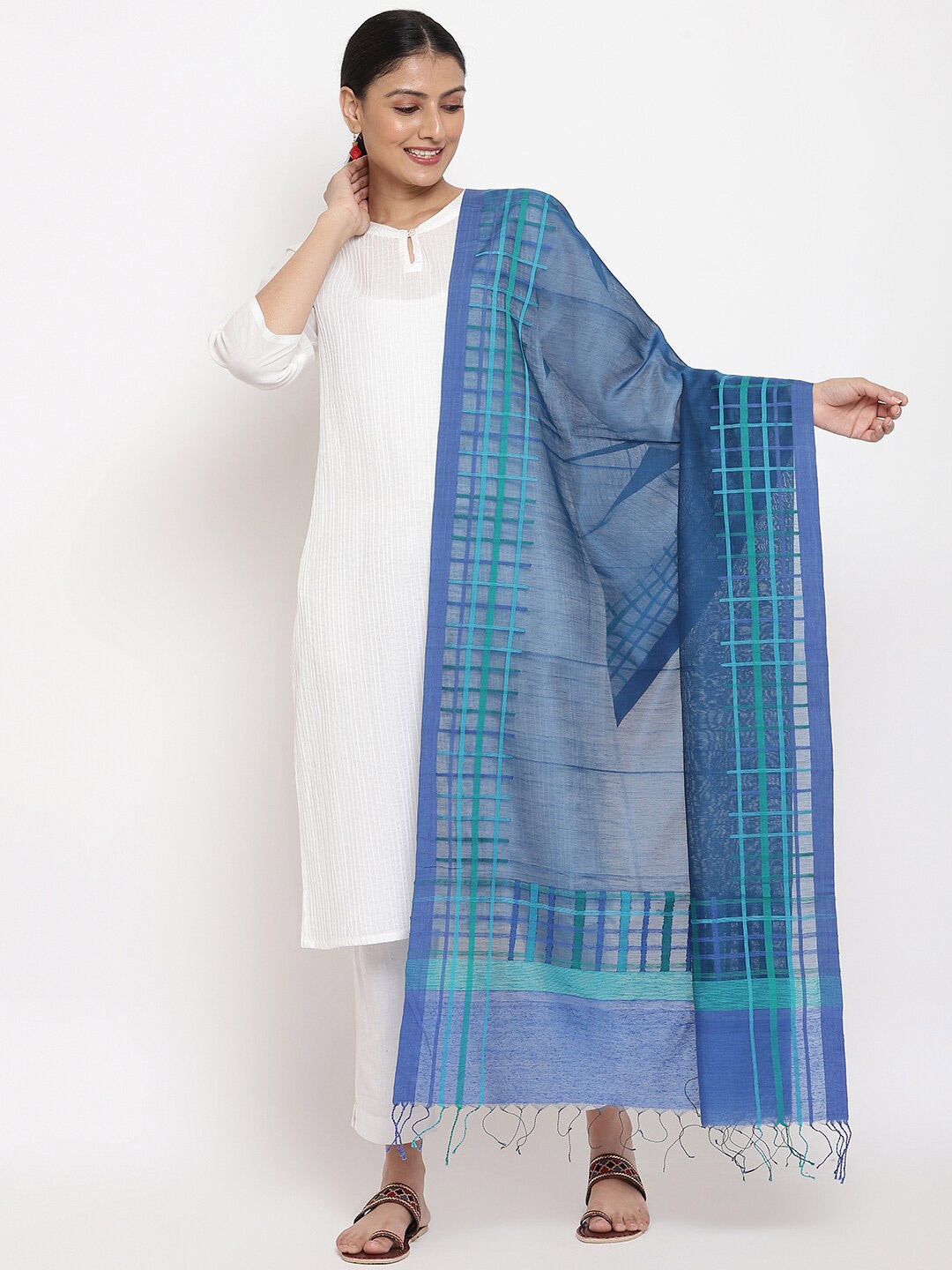 

Fabindia Woven Design Cotton Silk Dupatta, Blue
