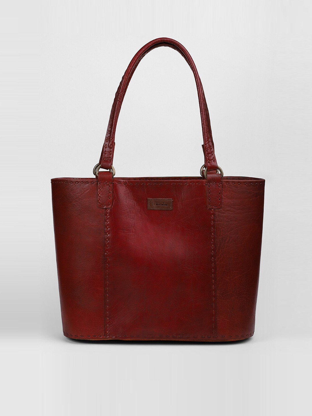 

Fabindia Textured Leather Structured Handheld Bag, Brown