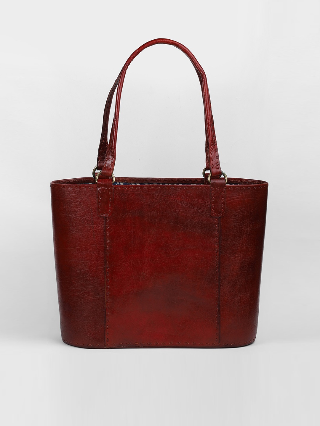 

Fabindia Textured Leather Structured Handheld Bag, Brown