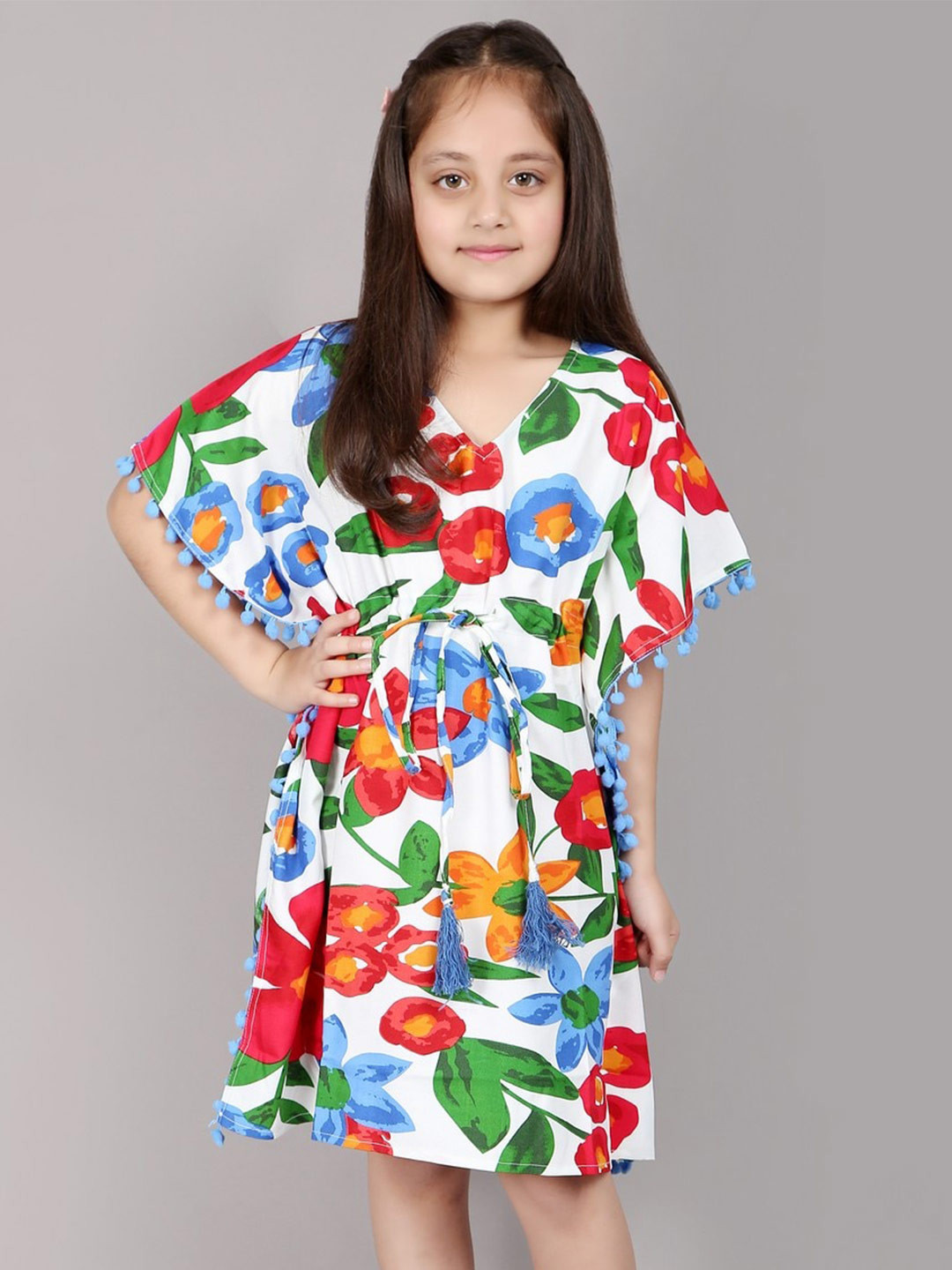 

Ninos Dreams Girls Floral Printed Kaftan Dress, White
