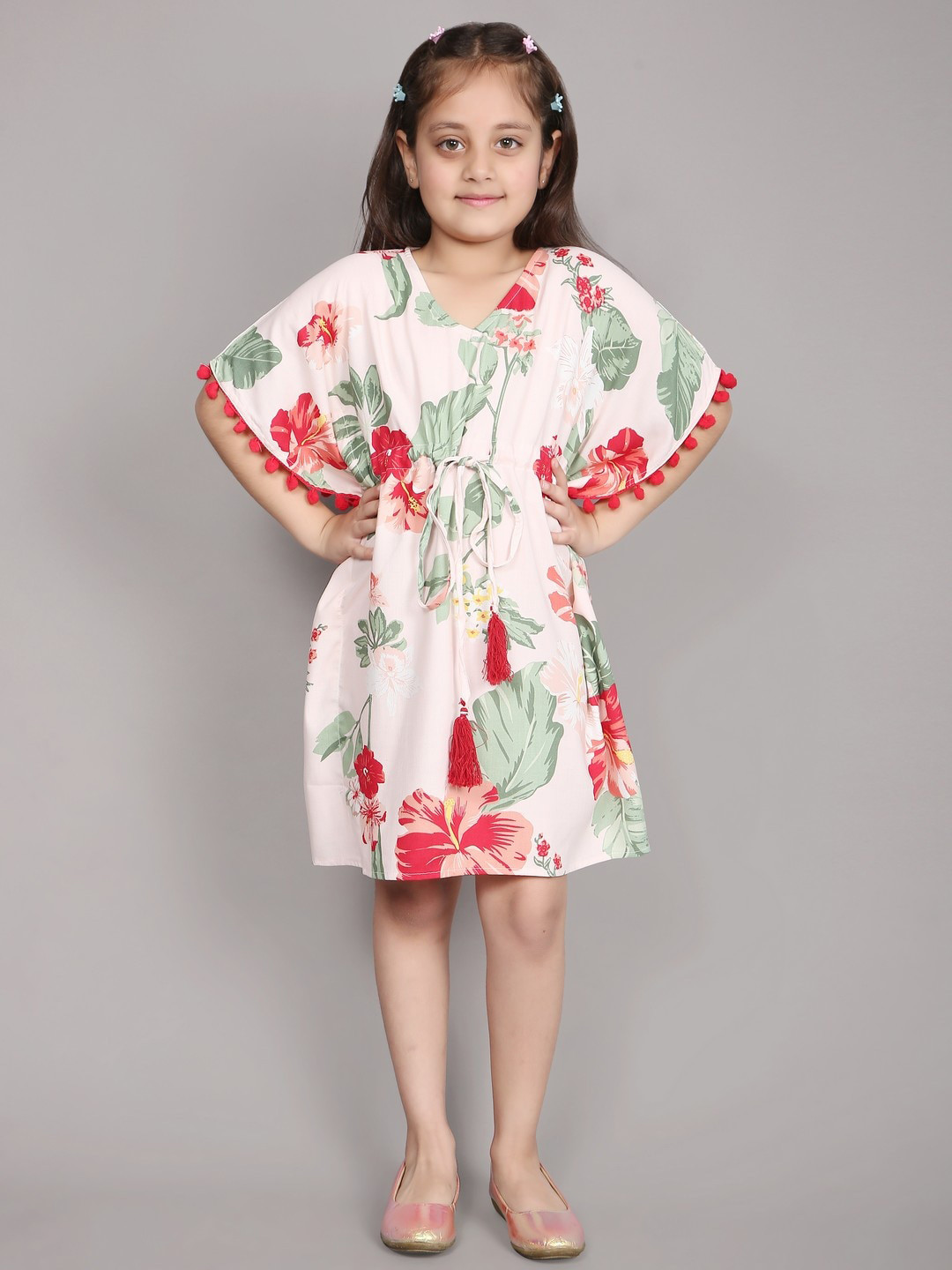 

Ninos Dreams Girls Floral Printed Kaftan Dress, Pink