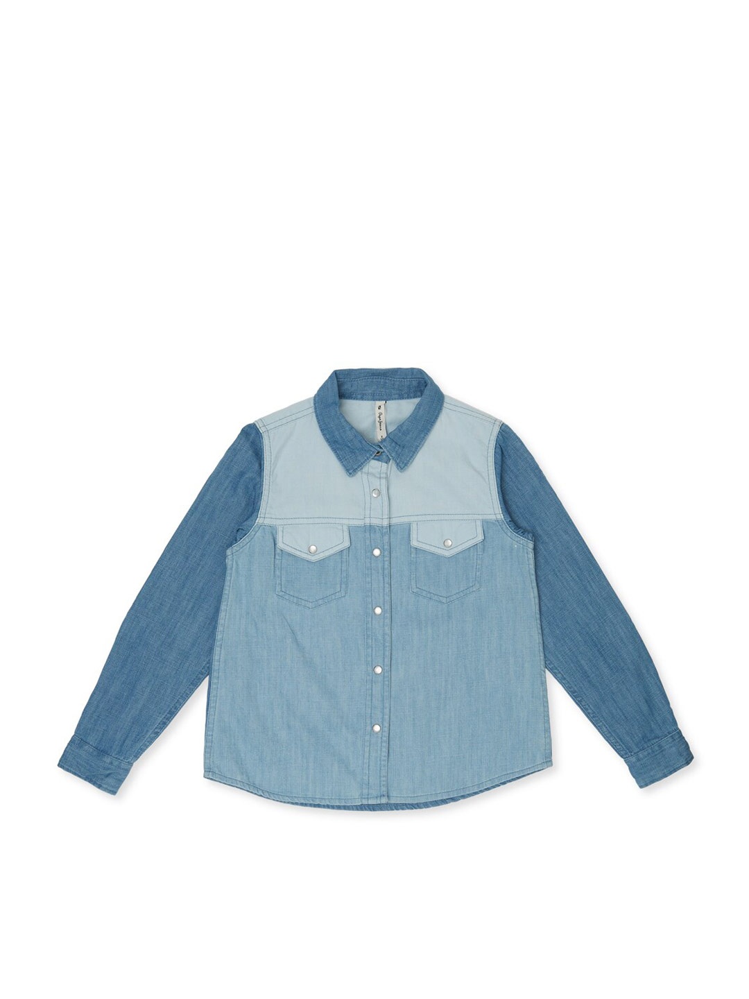 

Pepe Jeans Girls Colourblocked Cotton Casual Shirt, Blue