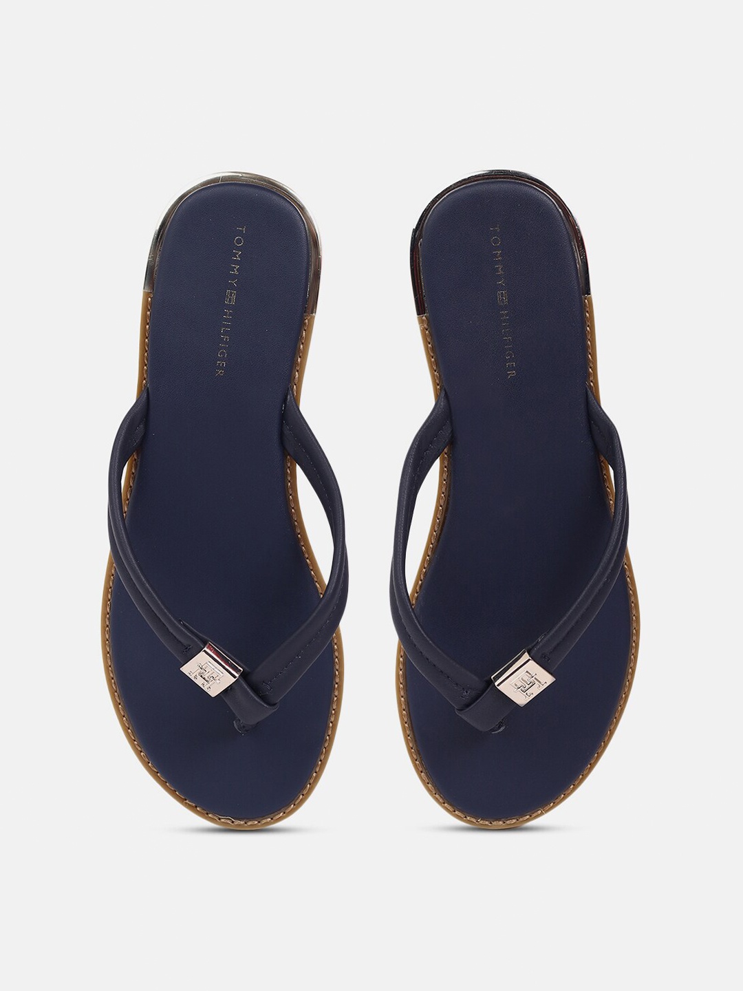 

Tommy Hilfiger Leather T-Strap Flats, Navy blue