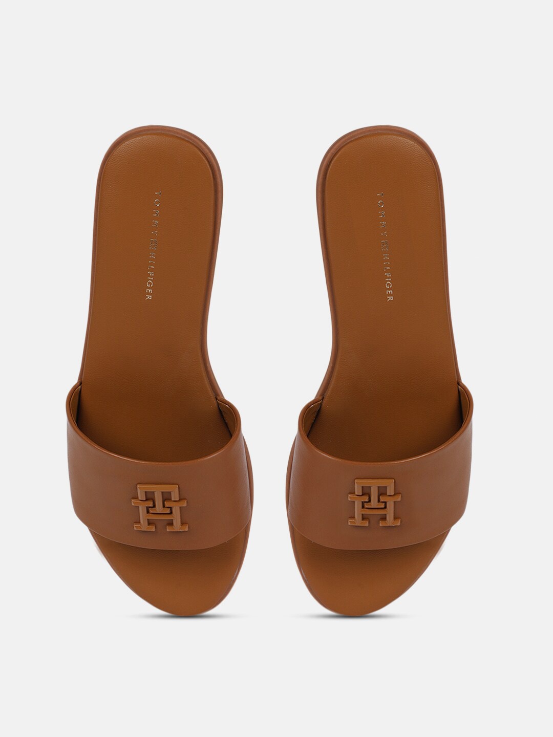 

Tommy Hilfiger Leather Open Toe Flats, Tan