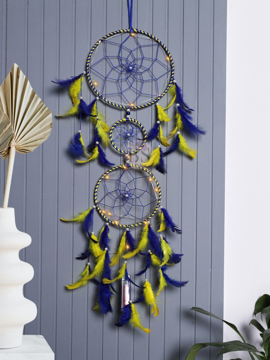 

BS AMOR Yellow & Blue Wall Hanging Dream Catcher
