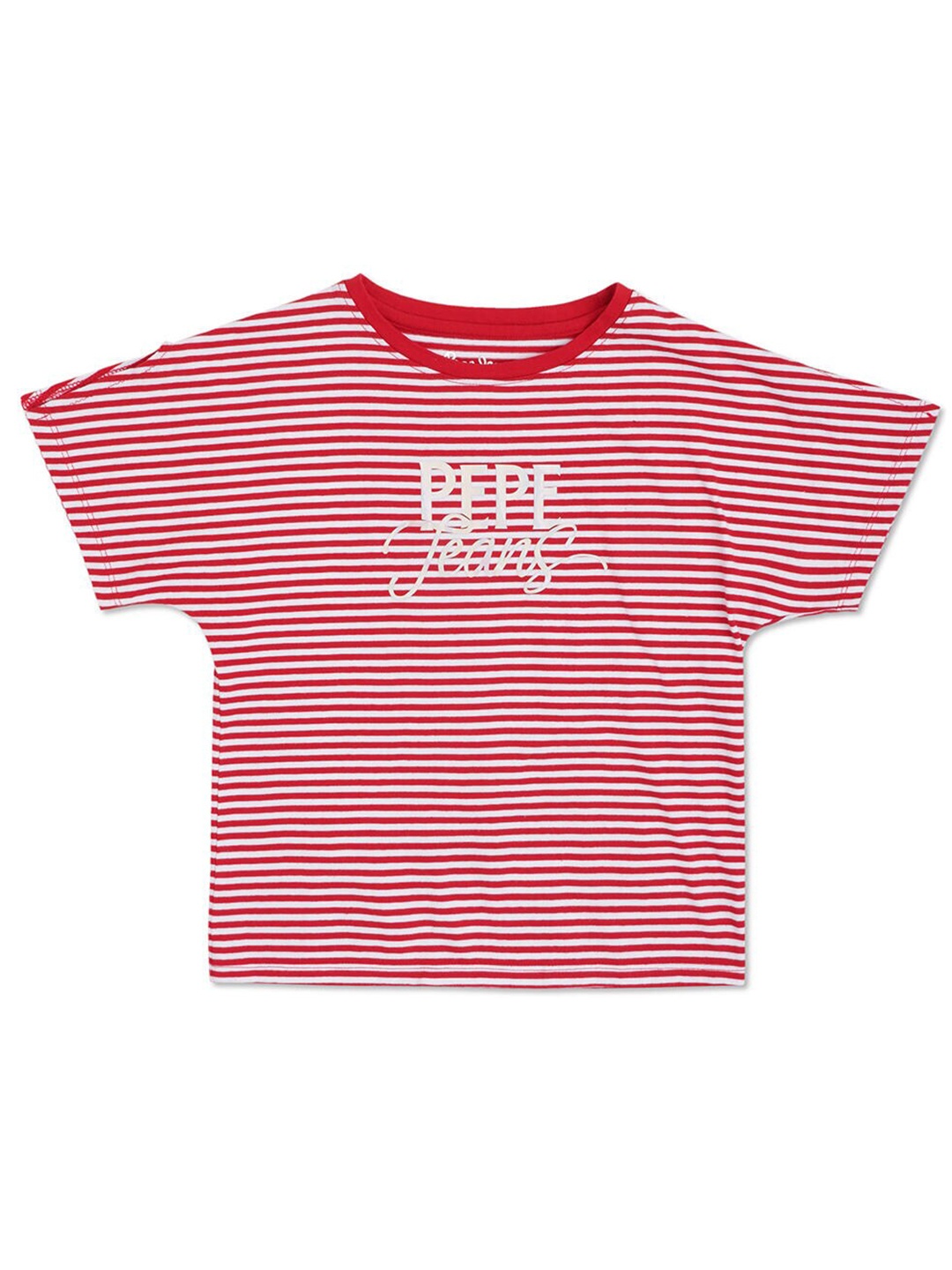 

Pepe Jeans Girls Striped Pure Cotton T-Shirt, Red