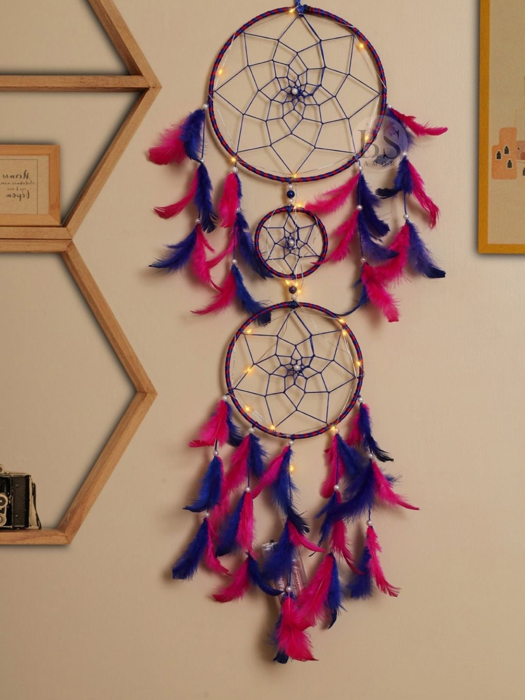 

BS AMOR Pink & Blue Multi Colour Light Dream Catcher