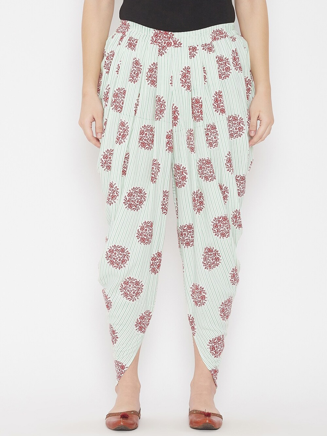

TULIP 21 Women Mid-Rise Floral Printed Loose-Fit Dhoti Pants, Off white