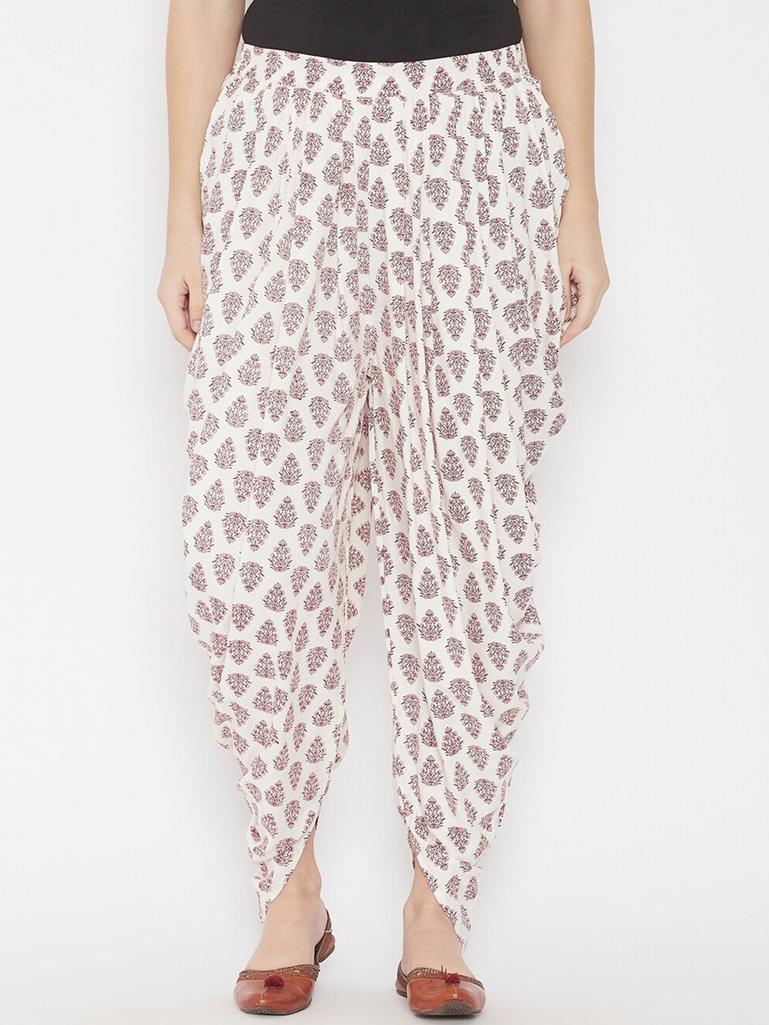 

TULIP 21 Women Mid-Rise Printed Loose-Fit Dhoti Pants, Off white