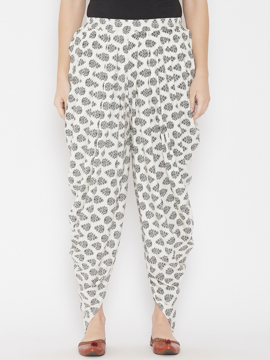 

TULIP 21 Women Mid-Rise Printed Loose-Fit Dhoti Pants, Off white