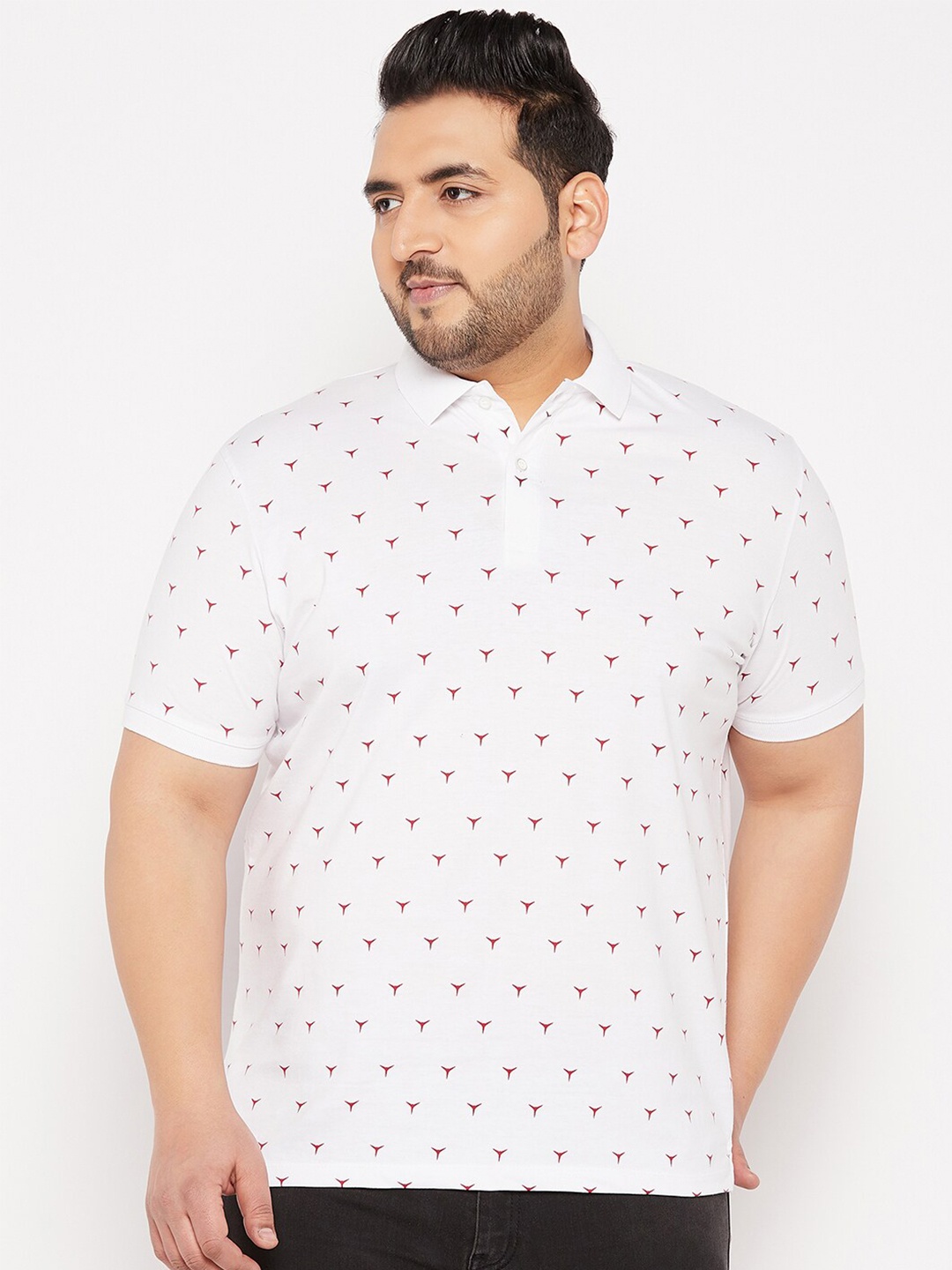 

WILD WEST Conversational Printed Polo Collar Cotton T-Shirt, White