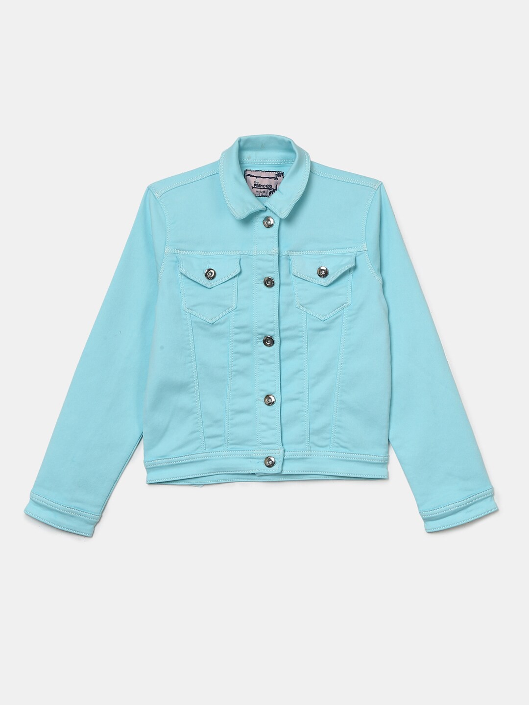 

V-Mart Spread Collar Woven Denim Jacket, Blue