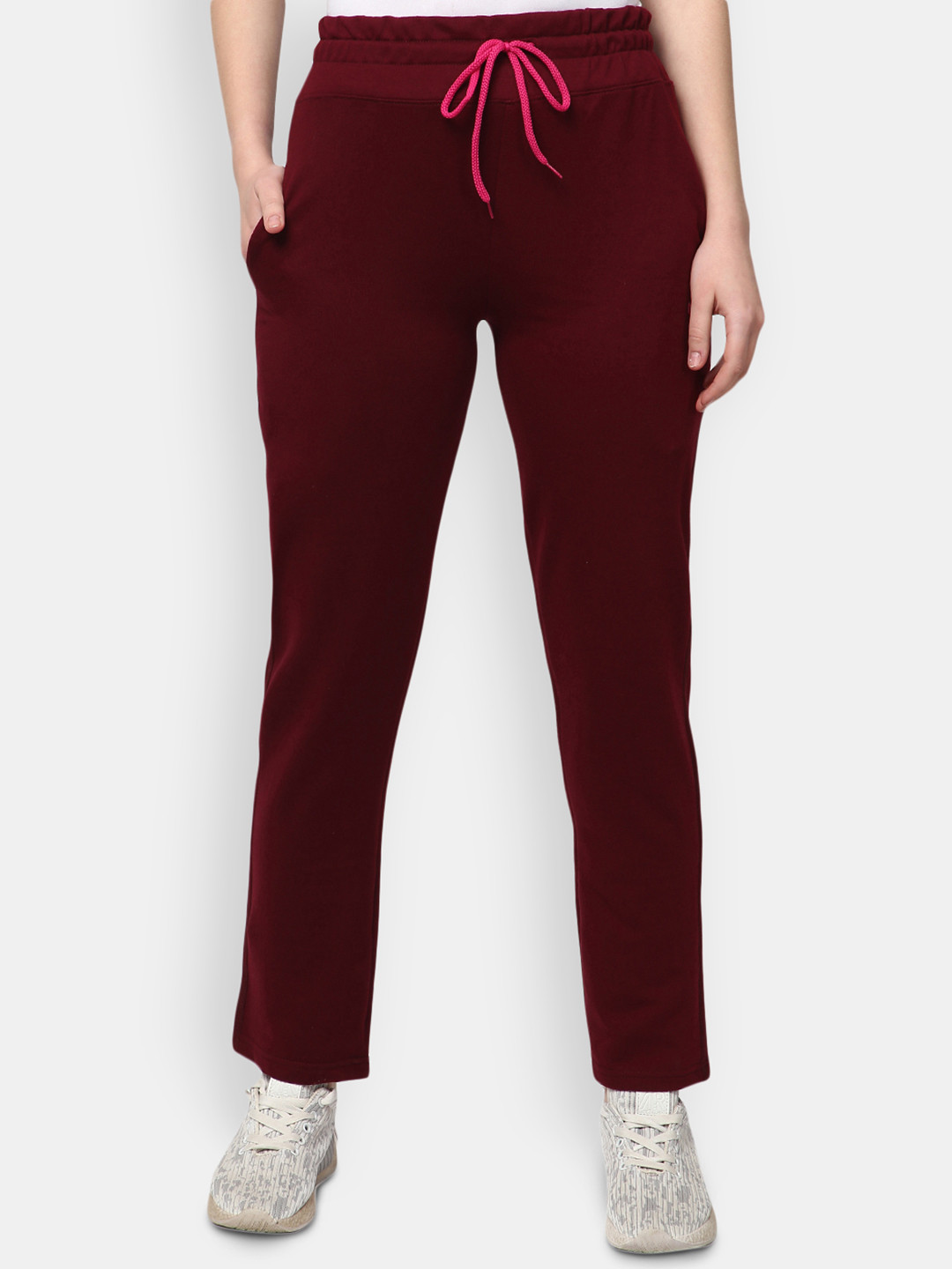 

V-Mart Women Mid-Rise Regular Fit Cotton Track Pants, Maroon