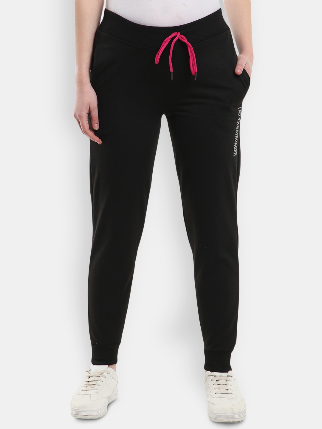 

V-Mart Women Mid-Rise Regular Fit Cotton Joggers, Black