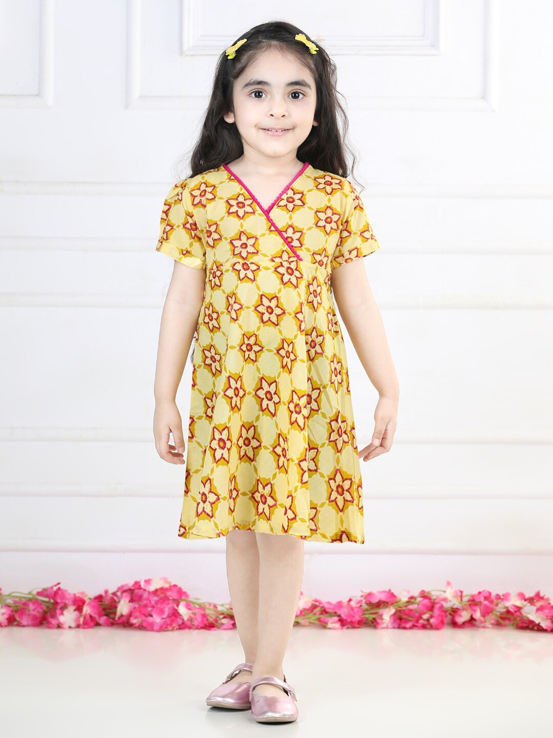 

kidcetra Girls Floral A-Line Dress, Yellow