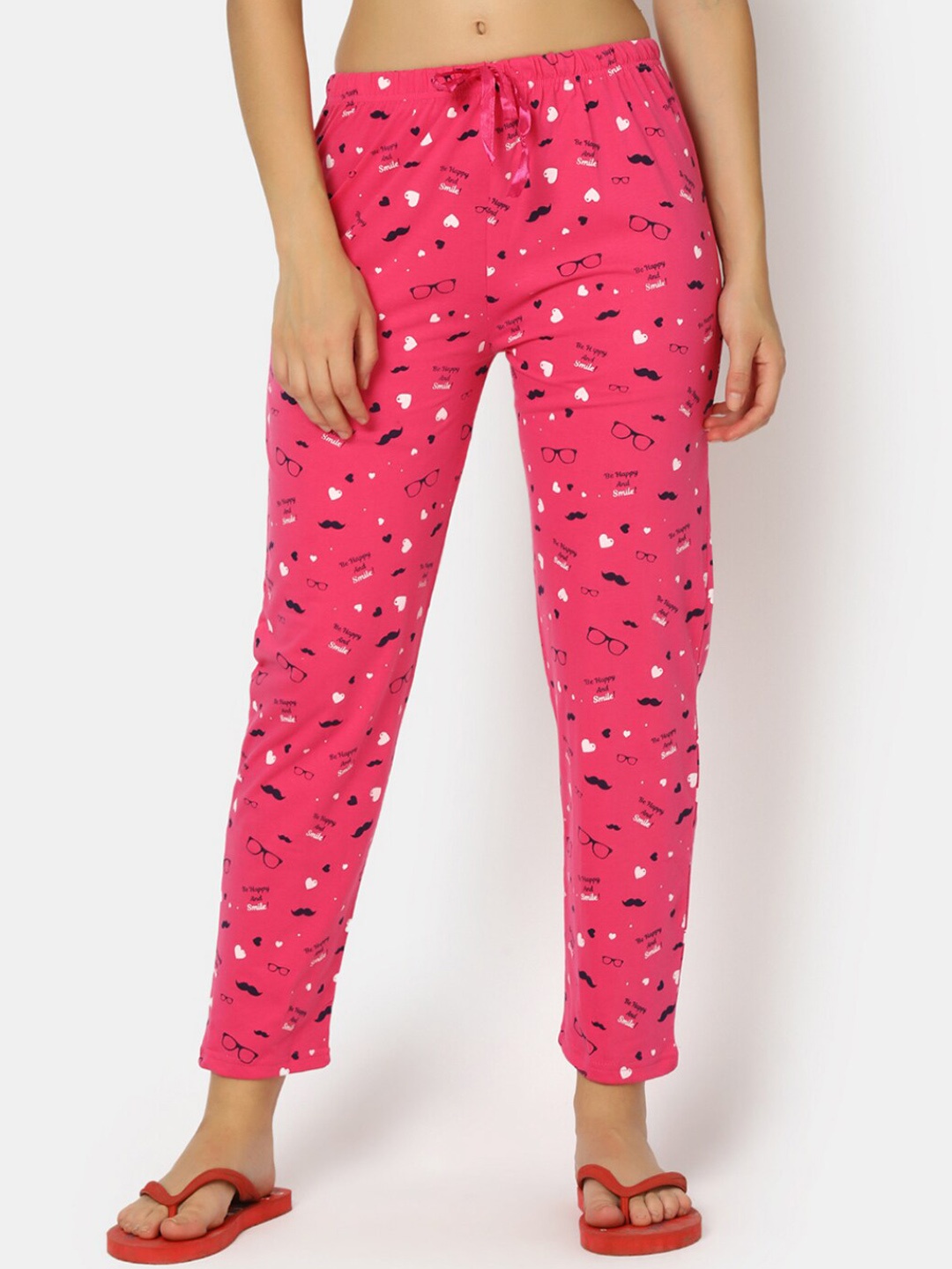 

V-Mart Women Printed Lounge Pants, Pink
