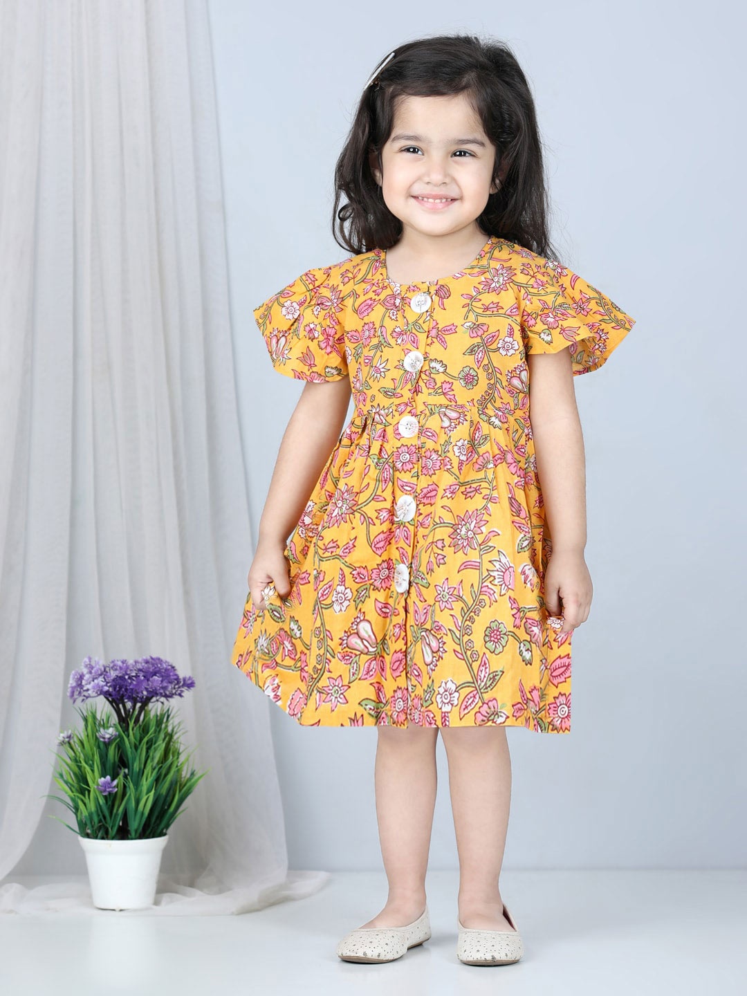 

kidcetra Girls Floral A-Line Dress, Yellow
