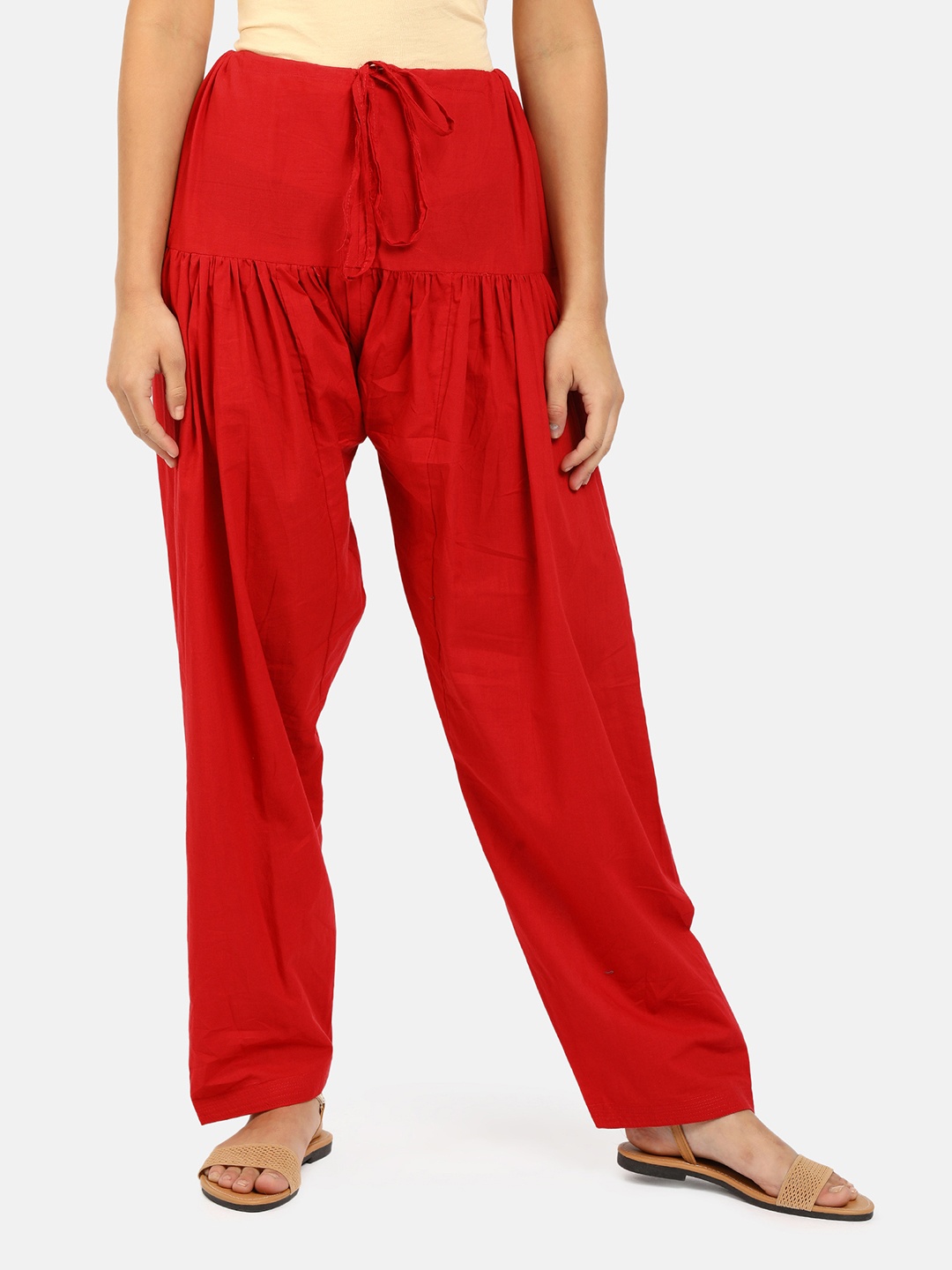 

V-Mart Women Cotton Mid-Rise Loose-Fit Salwar, Red