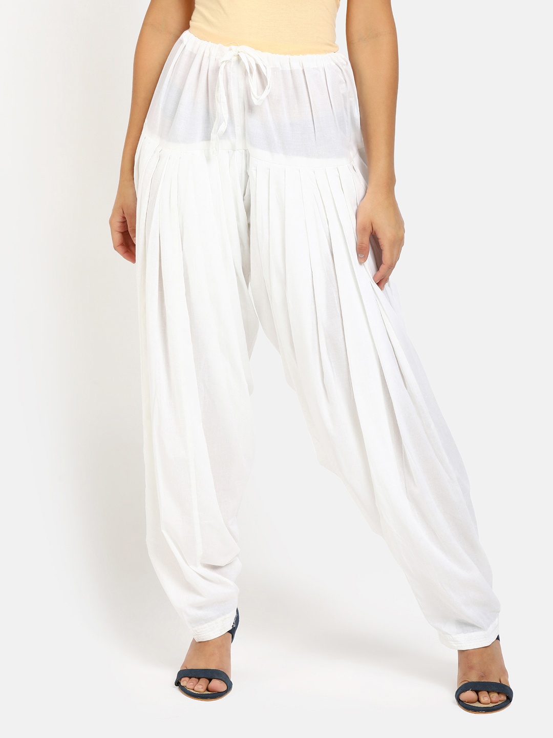 

V-Mart Women Cotton Mid-Rise Loose-Fit Salwar, White