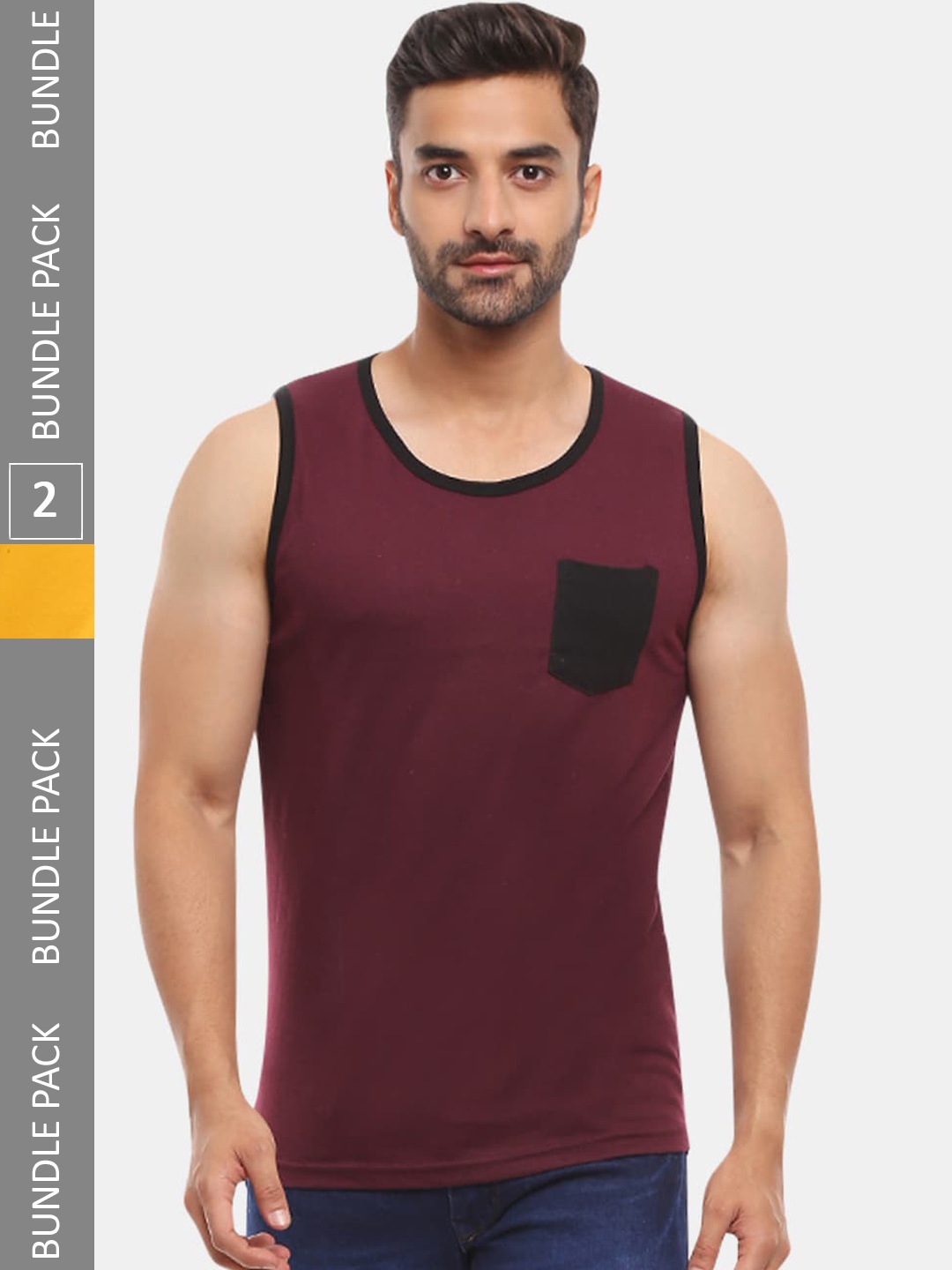 

V-Mart Pack Of 2 Innerwear Vests, Yellow